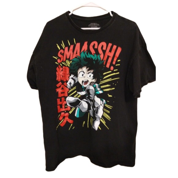 Unisex. My Hero Academia. Action Shot. Smaassh. Black. Graphic T-shirt. Size X L - Picture 2 of 5